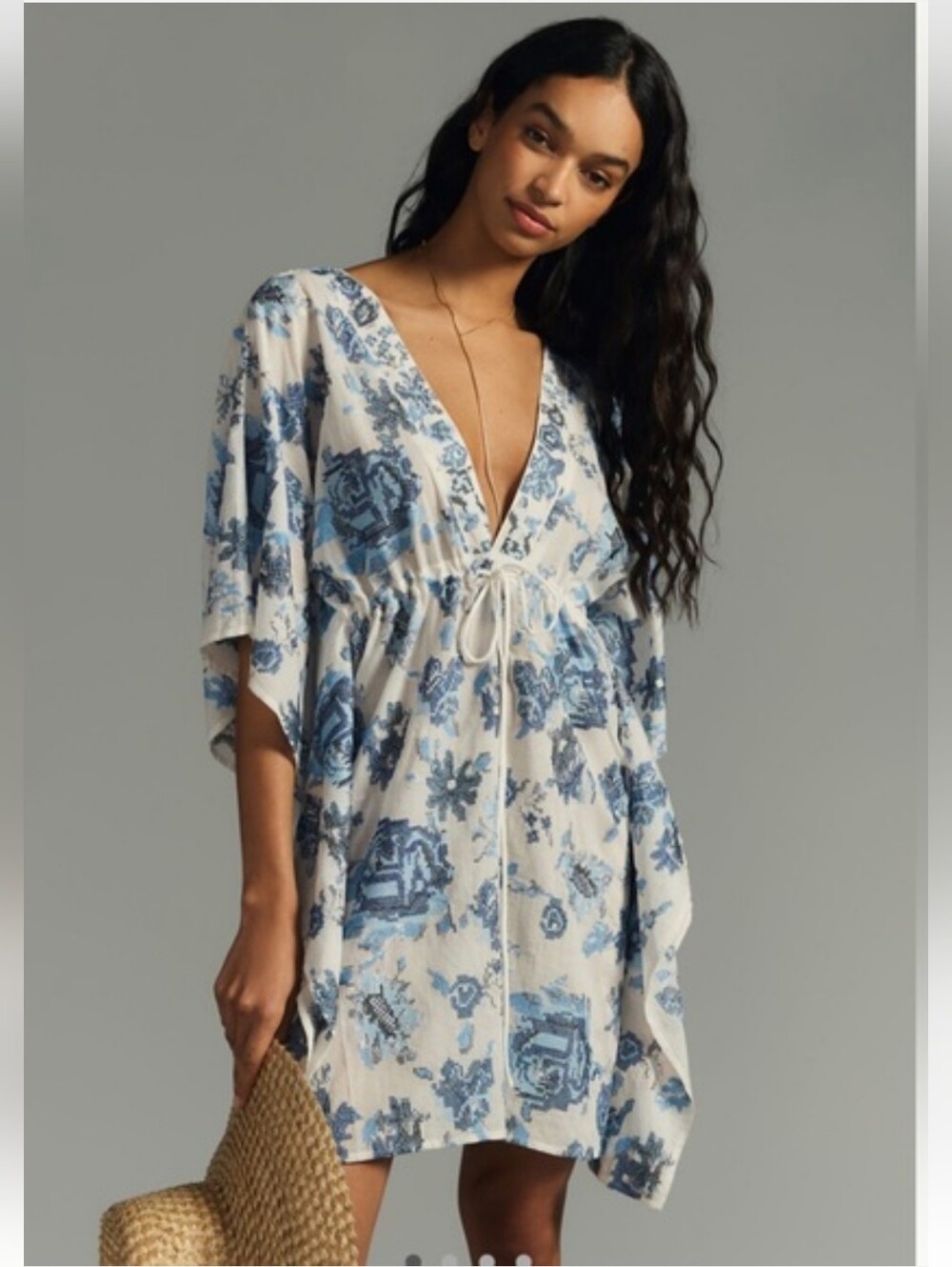 Maeve Blue and White Floral Coverup